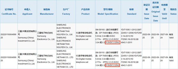 三星Galaxy S23全系入网：标配骁龙8 Gen2 25W快充无悬念