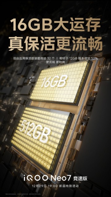 iQOO Neo7竞速版性能稳了：不止满血双芯 还有16GB+512GB超大组合