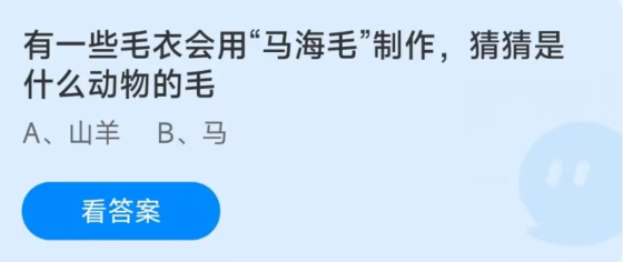 蚂蚁庄园1月29日：马海毛是什么动物的毛