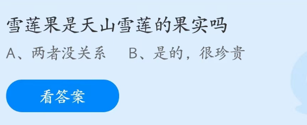 蚂蚁庄园3月31日：雪莲果是天山雪莲的果实吗