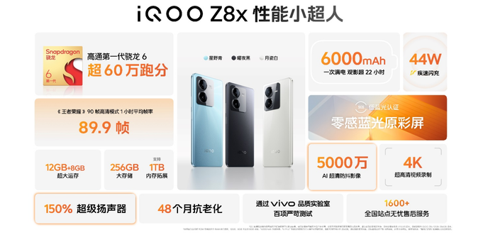 iQOO Z8x：高性能 巨量电池 千元价位的超值之选