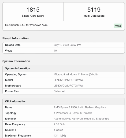 AMD Zen4架构锐龙7000系列处理器首次亮相：R3 7440U Geekbench跑分曝光