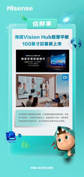 海信公布最新巨幕平板Vision Hub，企业数字化办公新选择