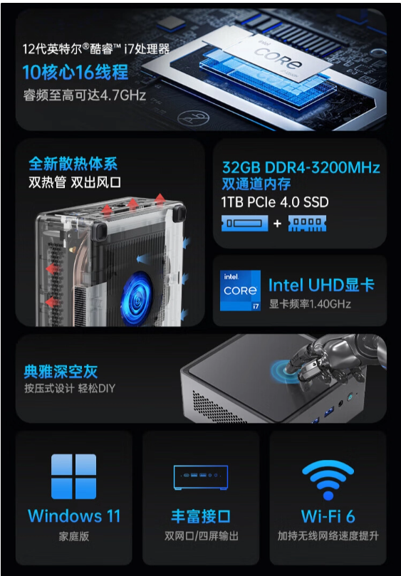 机械革命无界S mini迷你主机全新配置上市，i7处理器+32G内存+1T